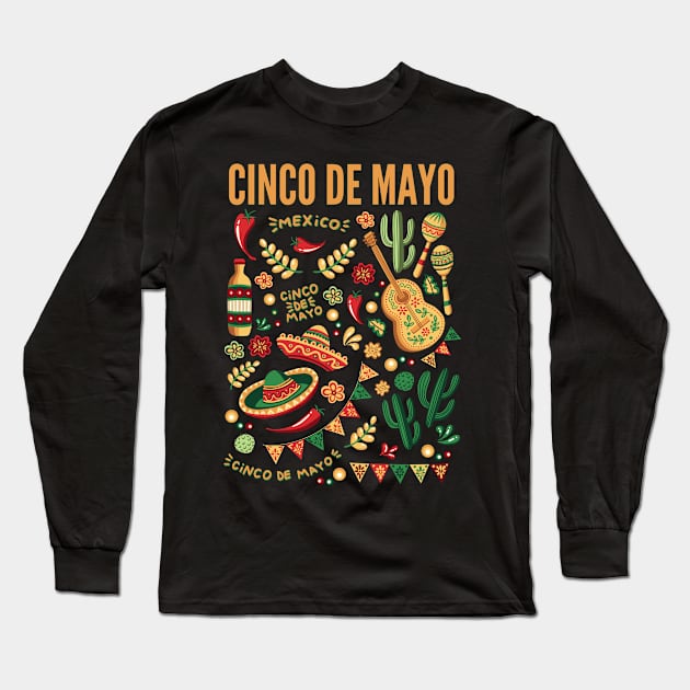 May the best Cinco de Mayo mustache win Long Sleeve T-Shirt by "Artistic Apparel Hub"